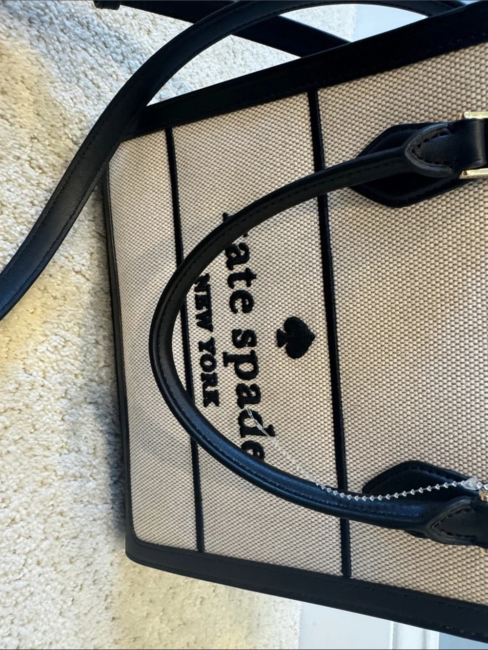 kate spade New York Black & Cream Canvas Tote new $339